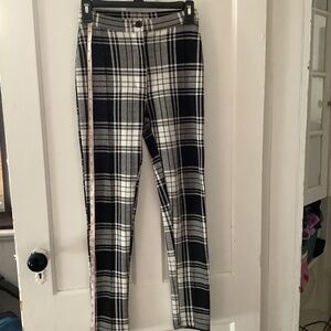 Free People Black Plaid Carnaby High Waisted Skinny Pants size 0